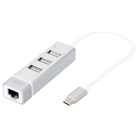 Digitus | USB Type-C 3-Port Hub + Fast Ethernet LAN Adapter | DA-70253