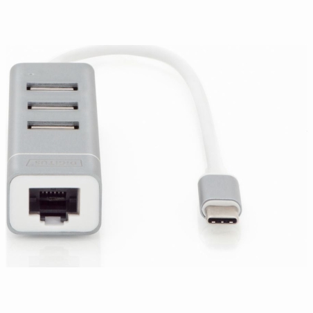 Digitus | USB Type-C 3-Port Hub + Fast Ethernet LAN Adapter | DA-70253