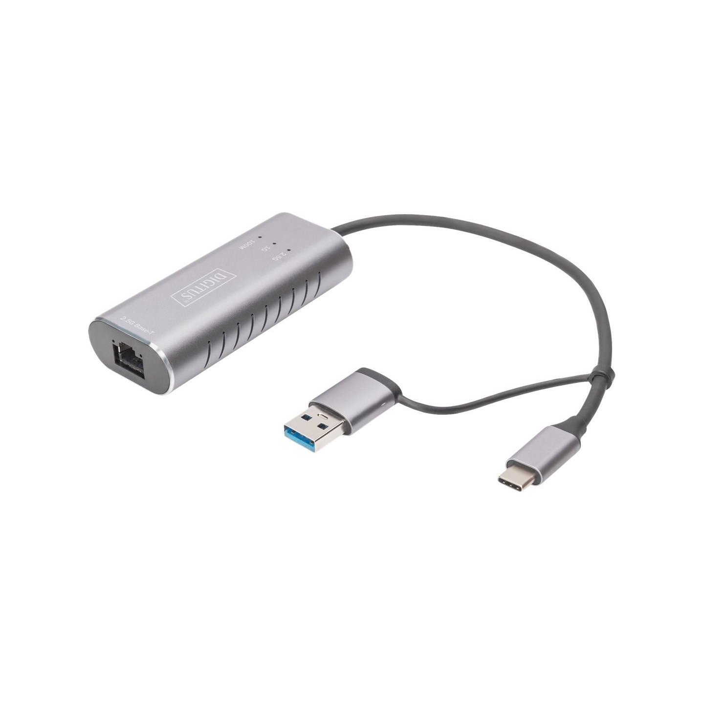 Digitus | USB Type-C Gigabit Ethernet Adapter 2.5G, USB-C + USB A (USB3.1/3.0) | DN-3028 | USB3.0/USB C 3.1 to 2.5G Ethernet Ada