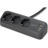 Digitus 3-way office socket strip with 2x USB-A and 1x USB-C connections | DA-70625