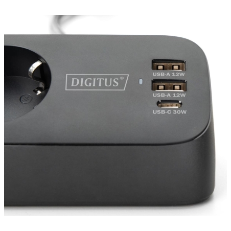 Digitus 3-way office socket strip with 2x USB-A and 1x USB-C connections | DA-70625