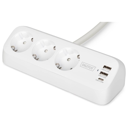Digitus 3-way office socket strip with 2x USB-A and 1x USB-C connections | DA-70626