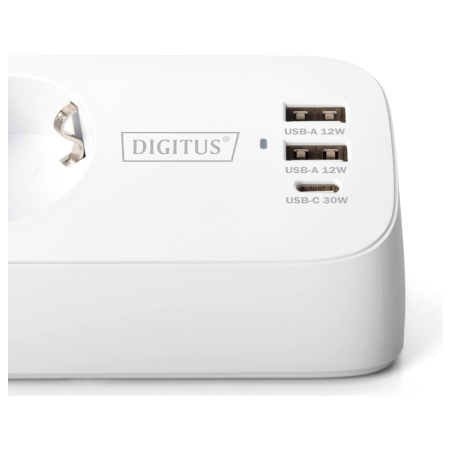 Digitus 3-way office socket strip with 2x USB-A and 1x USB-C connections | DA-70626