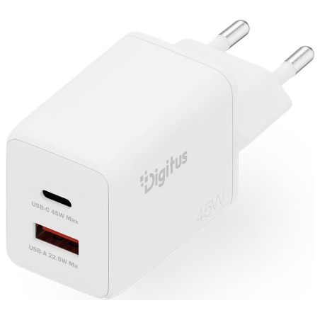 Digitus USB GaN Charger 45W, 1x USB-C, 1x USB-A | DA-10302