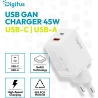 Digitus USB GaN Charger 45W, 1x USB-C, 1x USB-A | DA-10302