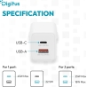 Digitus USB GaN Charger 45W, 1x USB-C, 1x USB-A | DA-10302