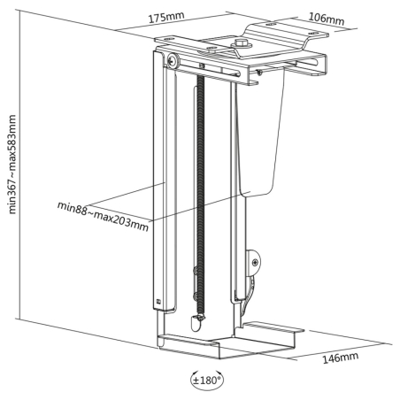 Digitus PC Table Mount | DA-90411 | 30-51 cm | Steel | Black