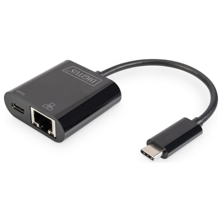 Digitus | USB-Type-C Gigabit Ethernet Adapter + PD with power delivery function | DN-3027 | Black | USB-C port to a Gigabit netw