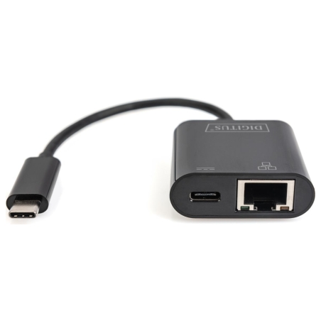Digitus | USB-Type-C Gigabit Ethernet Adapter + PD with power delivery function | DN-3027 | Black | USB-C port to a Gigabit netw