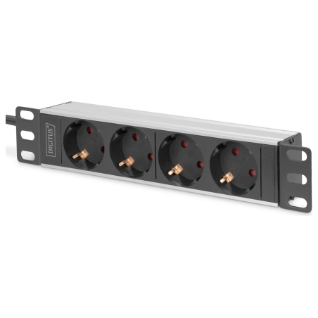 Digitus | 10” Socket Strip with Aluminum Profile, 4-way safety sockets | DN-95418