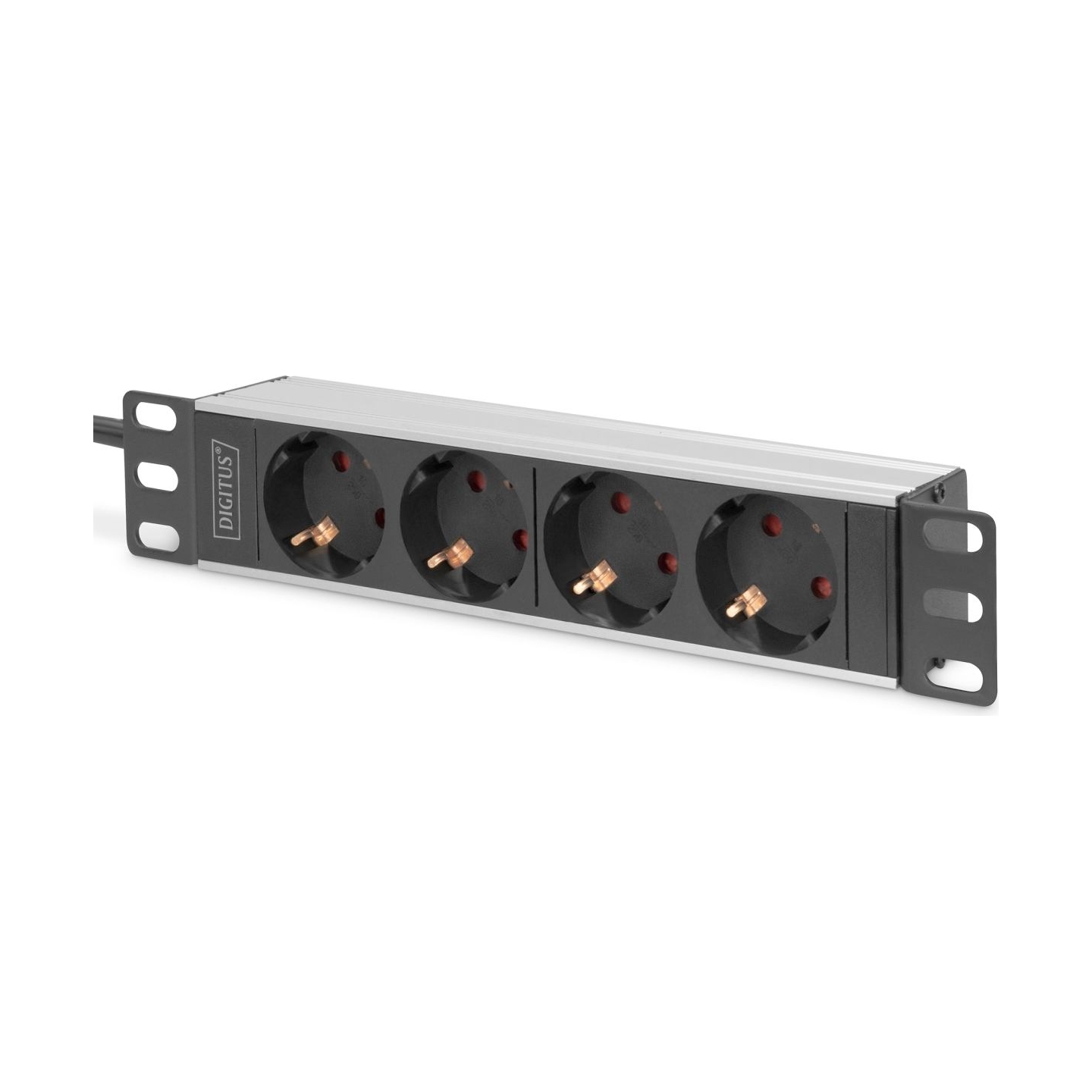 Digitus | 10” Socket Strip with Aluminum Profile, 4-way safety sockets | DN-95418