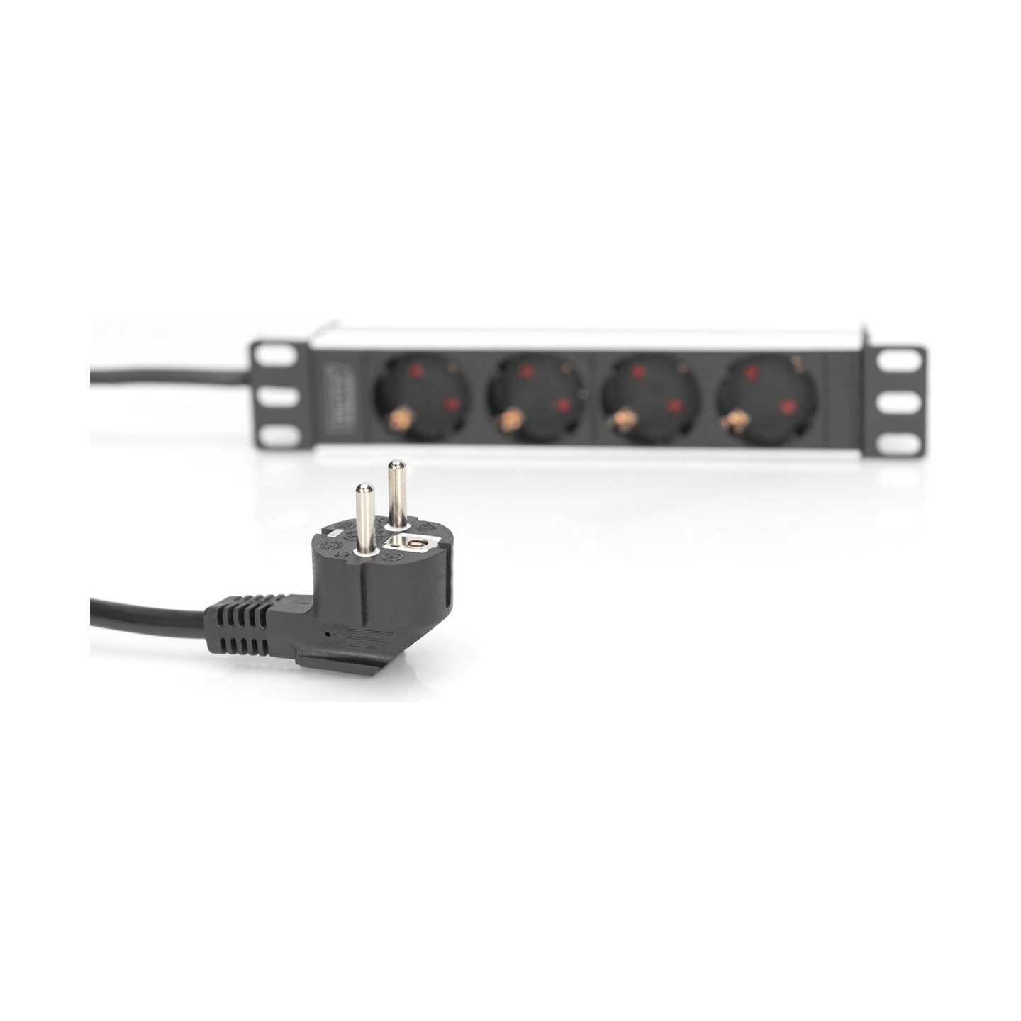Digitus | 10” Socket Strip with Aluminum Profile, 4-way safety sockets | DN-95418