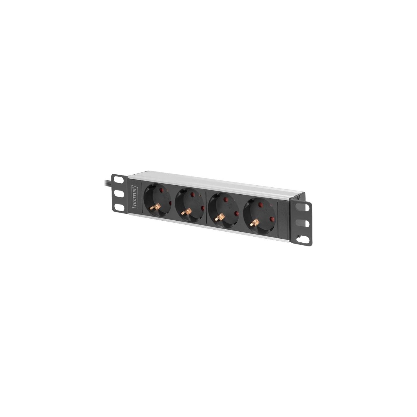 Digitus | 10” Socket Strip with Aluminum Profile, 4-way safety sockets | DN-95418