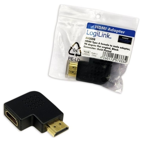 Logilink | HDMI Adapter, AM to AF in 90 degree flat angled | AH0008