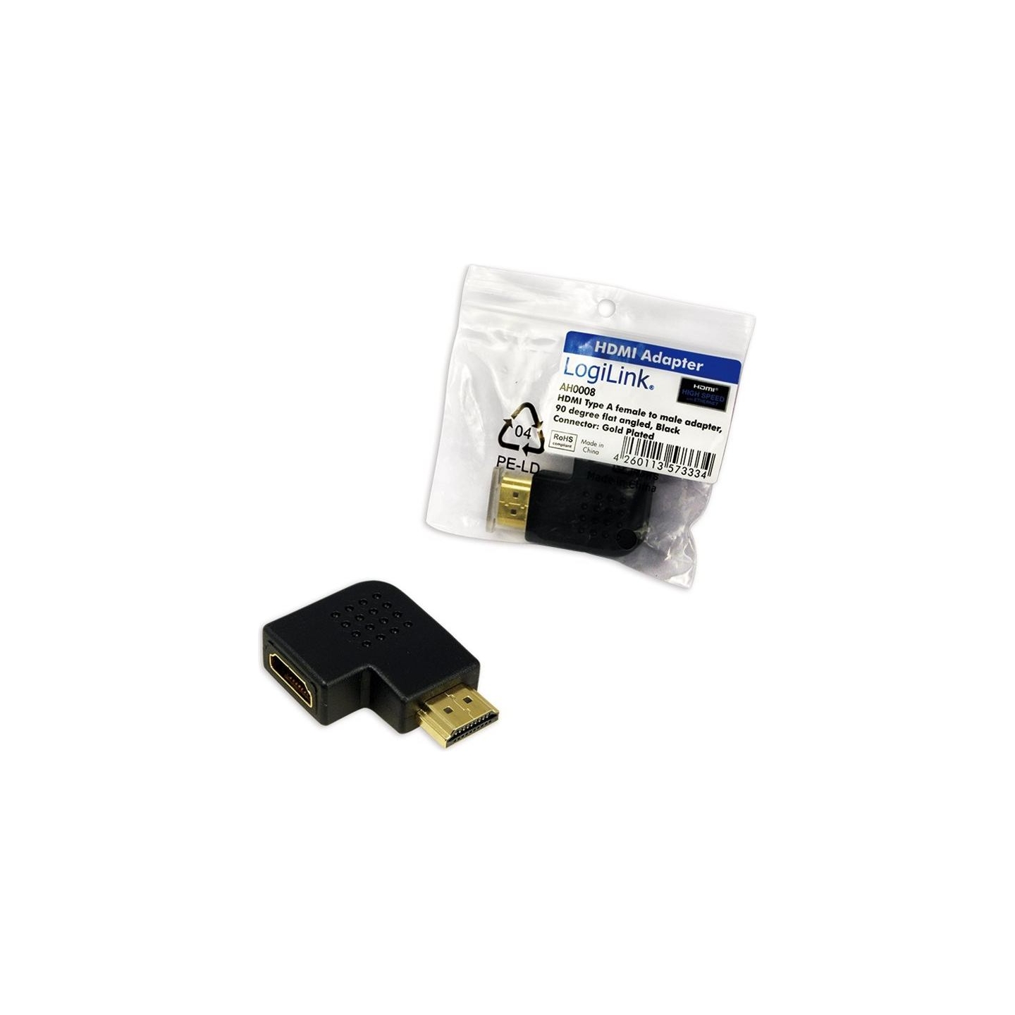Logilink | HDMI Adapter, AM to AF in 90 degree flat angled | AH0008