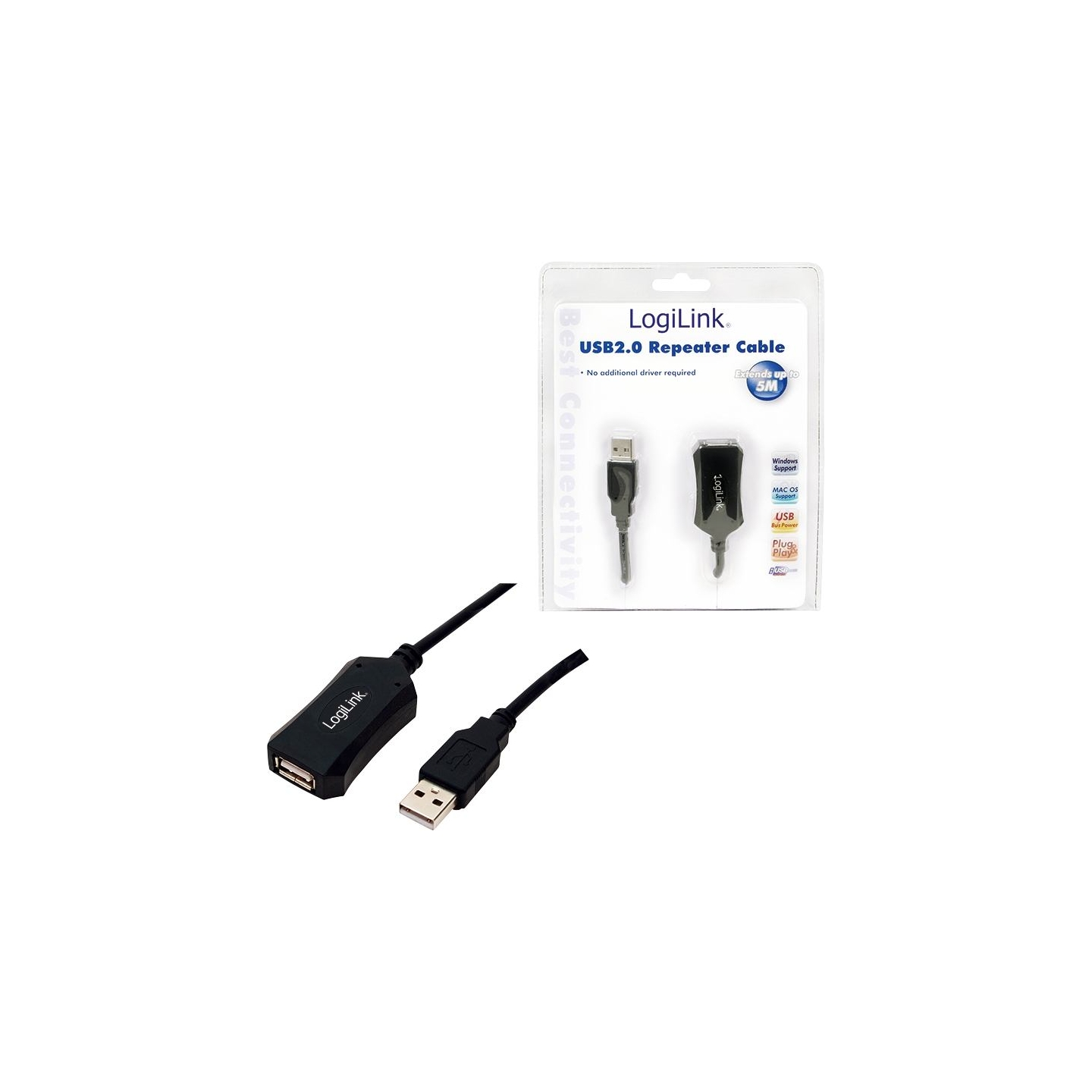 Logilink | USB 2.0 repeater 5m | USB-A to USB-A USB A male | USB A female
