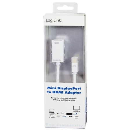 Logilink | Adapter Mini DisplayPort to HDMI with Audio: | Grey | Mini DisplayPort | HDMI A | 0.1 m