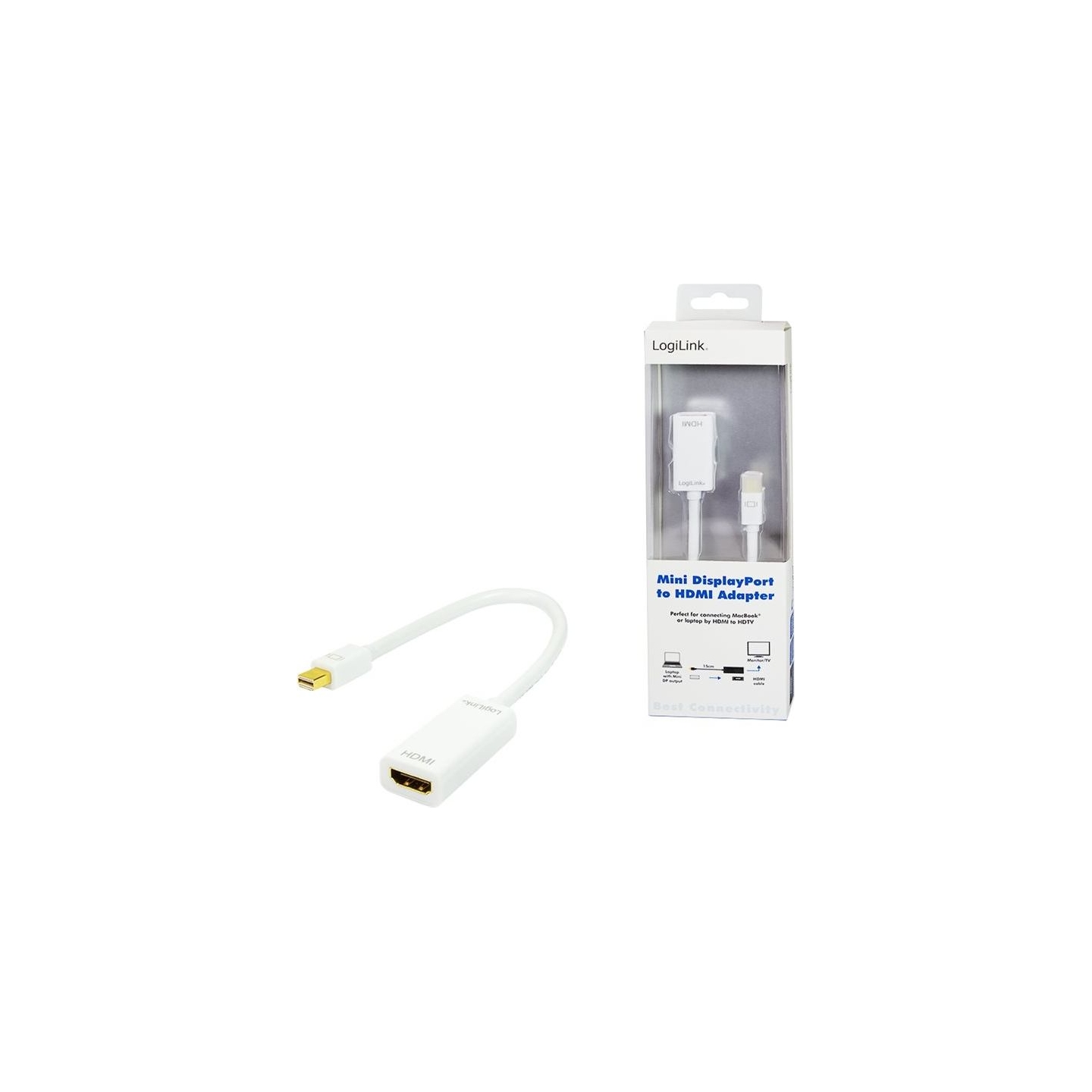 Logilink | Adapter Mini DisplayPort to HDMI with Audio: | Grey | Mini DisplayPort | HDMI A | 0.1 m
