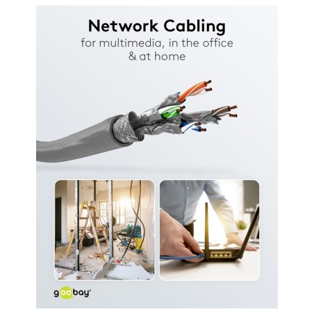 Goobay | CAT 6A Network Cable, S/FTP (PiMF), 50 m | 96093 | S/FTP | Grey