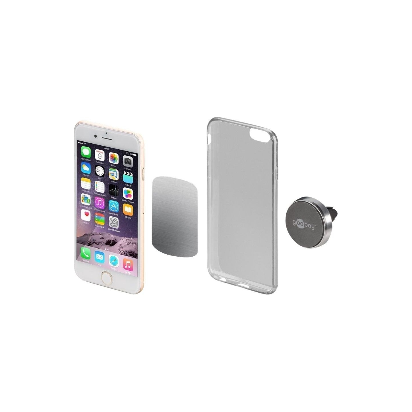 Goobay | Magnetic mount Metal Slim Design for smartphones (35mm) | 38685 | Black/Silver | Magnetic holder is suitable for almost