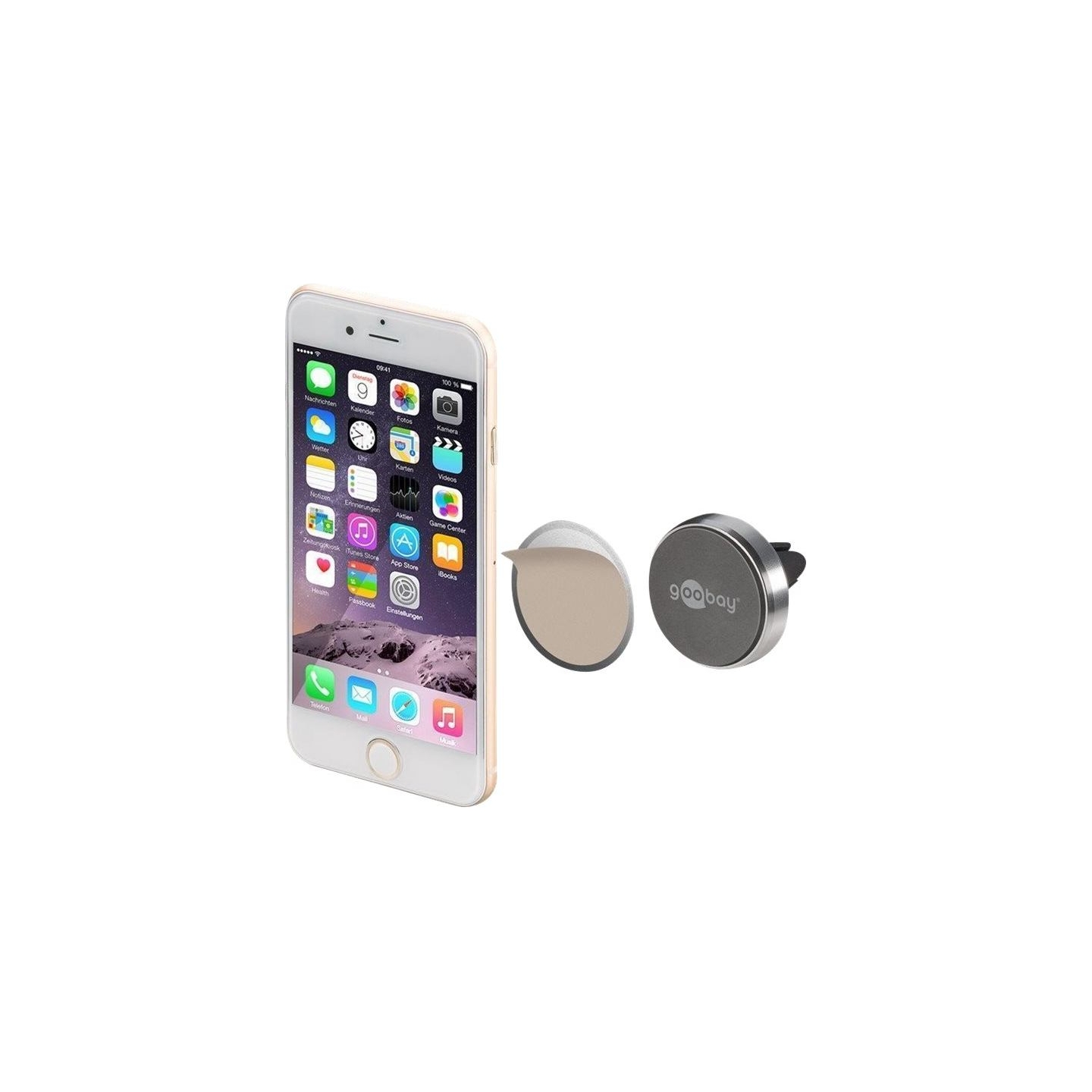 Goobay | Magnetic mount Metal Slim Design for smartphones (35mm) | 38685 | Black/Silver | Magnetic holder is suitable for almost