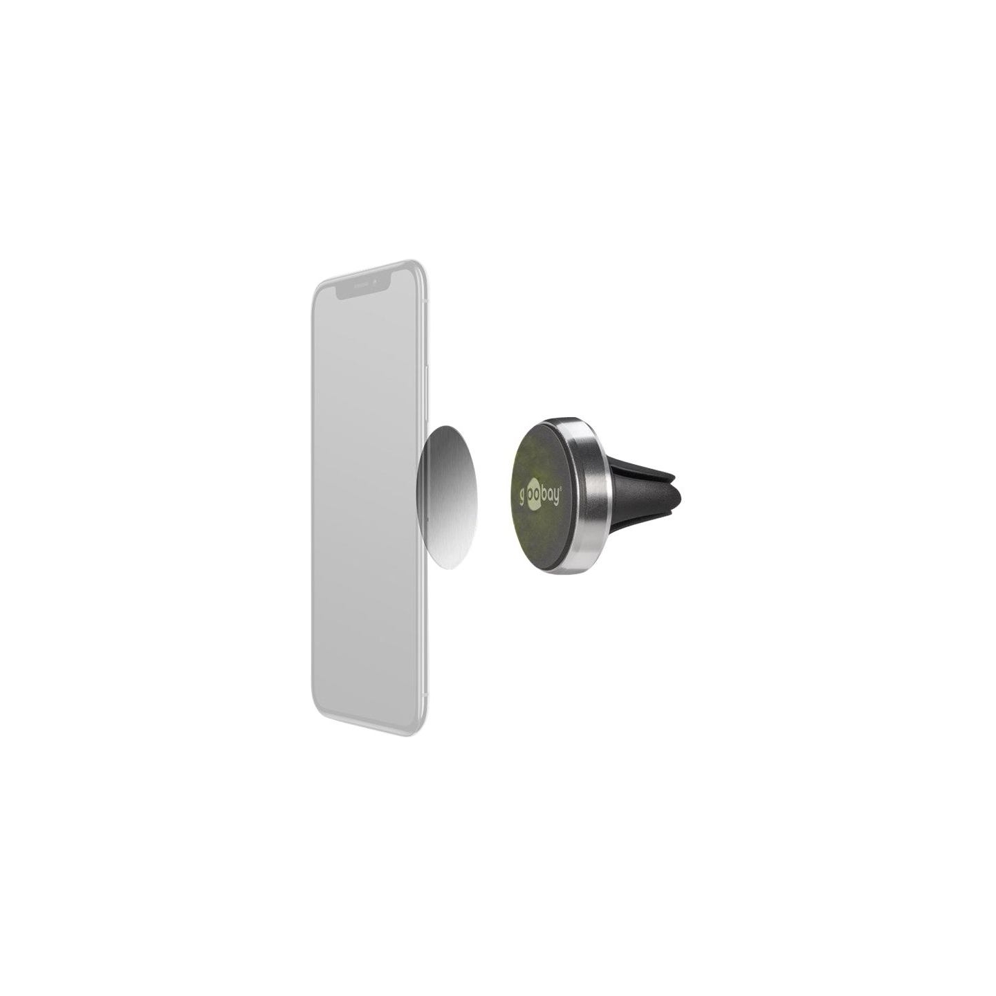 Goobay | Magnetic mount Metal Slim Design for smartphones (35mm) | 38685 | Black/Silver | Magnetic holder is suitable for almost