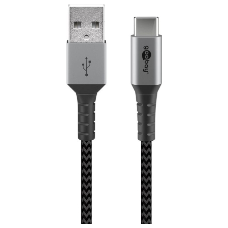 Goobay | USB-C to USB-A Textile Cable with Metal Plugs | 49296 | USB-C to USB-A