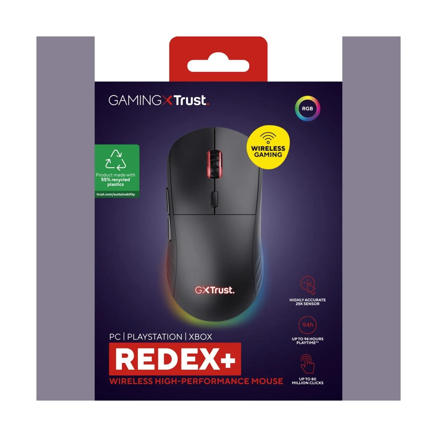 Trust MOUSE USB OPTICAL WRL GXT927/REDEX+ HIGH PERF 25127 TRUST