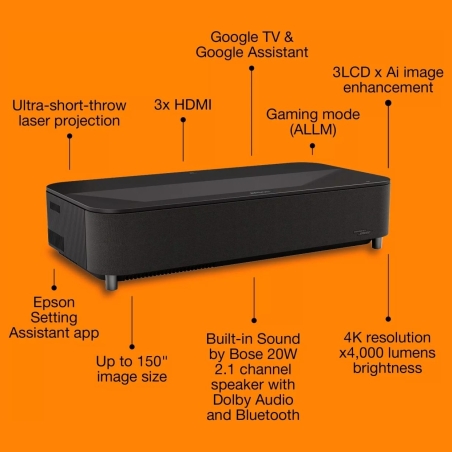 Epson EH-LS970B | 4000 ANSI lumens | 4K UHD (3840 x 2160) | Black | Wi-Fi