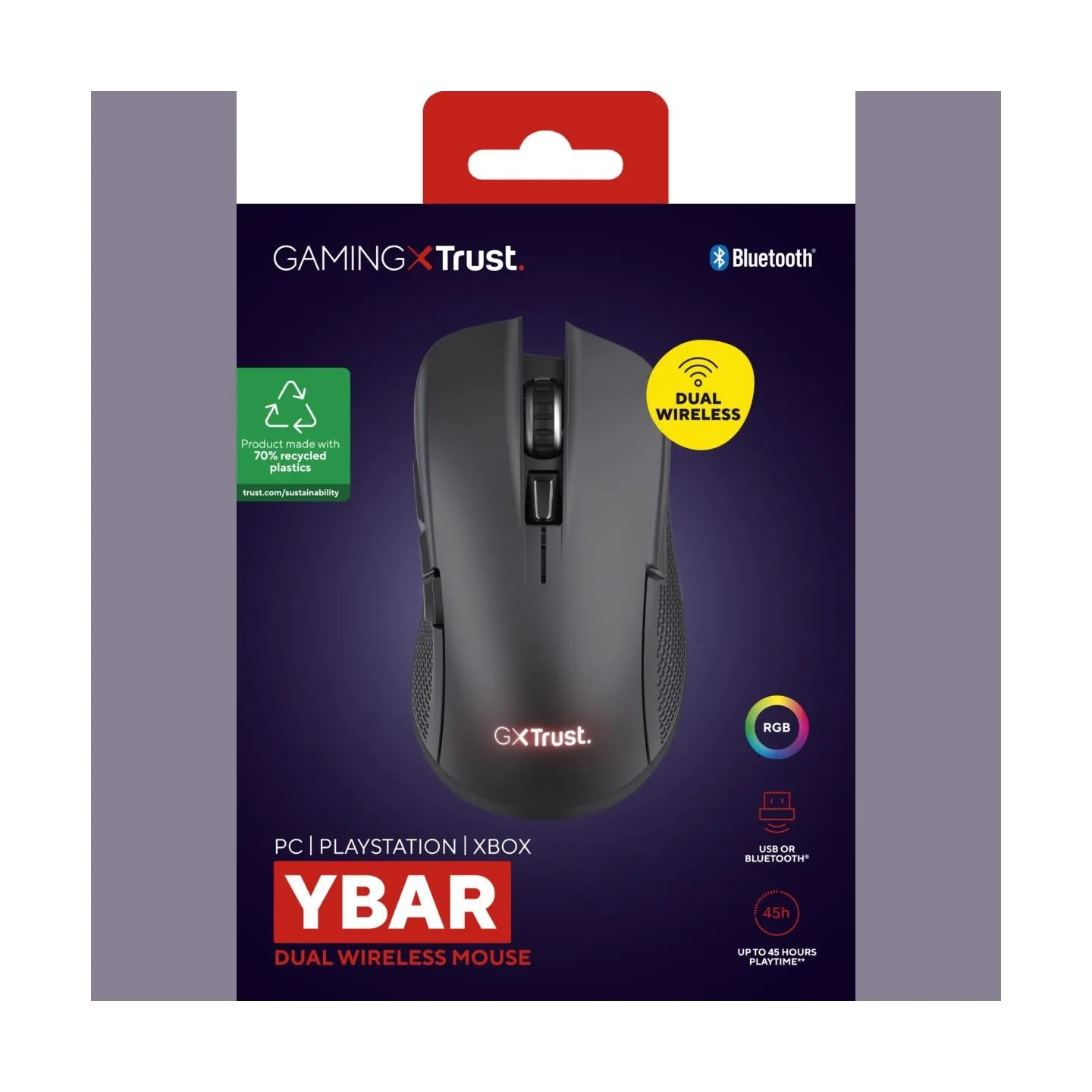 Trust MOUSE USB OPTICAL WRL GXT931/YBAR MULTI BLK 25330 TRUST