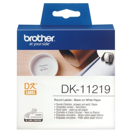 Brother DK-11219 Round paper labels, 12 mm, Black on white | Brother