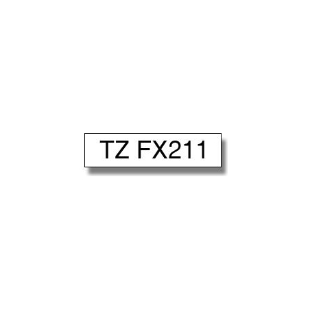 Brother | TZe-FX211 Flexible ID Laminated Tape | Black on White | TZe | 8 m | 0.6 cm