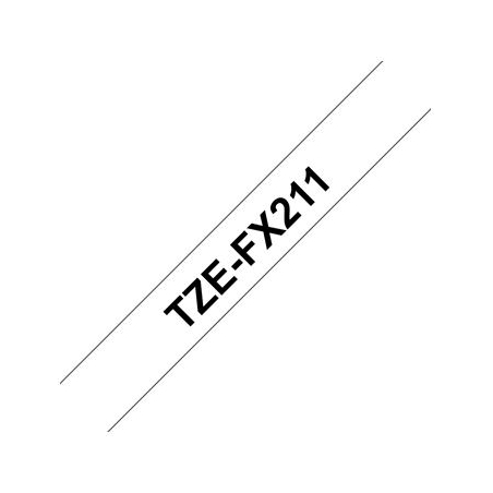 Brother | TZe-FX211 Flexible ID Laminated Tape | Black on White | TZe | 8 m | 0.6 cm