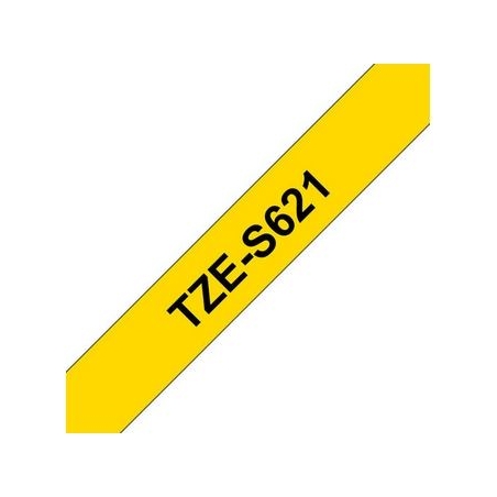 Brother | TZe-S621 Strong Adhesive Laminated Tape | Black on Yellow | TZe | 8 m | 9 cm