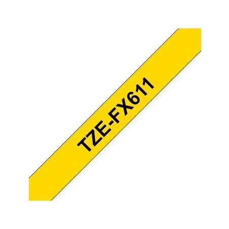 Brother TZEFX611 6 BLACK ON YELLOW FLEX