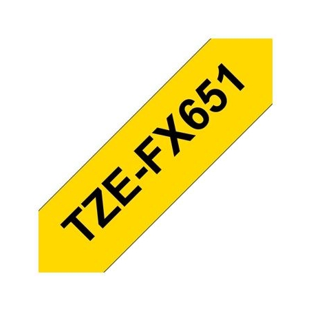 Brother | TZe-FX651 Flexible ID Laminated Tape | Black on Yellow | TZe | 8 m | 2.4 cm