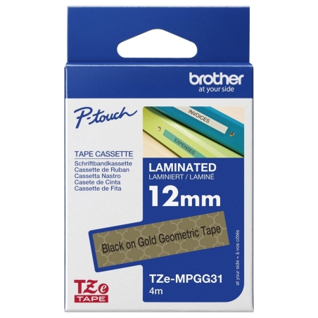 Brother | TZe-MPGG31 | Black On Gold Pattern | TZe