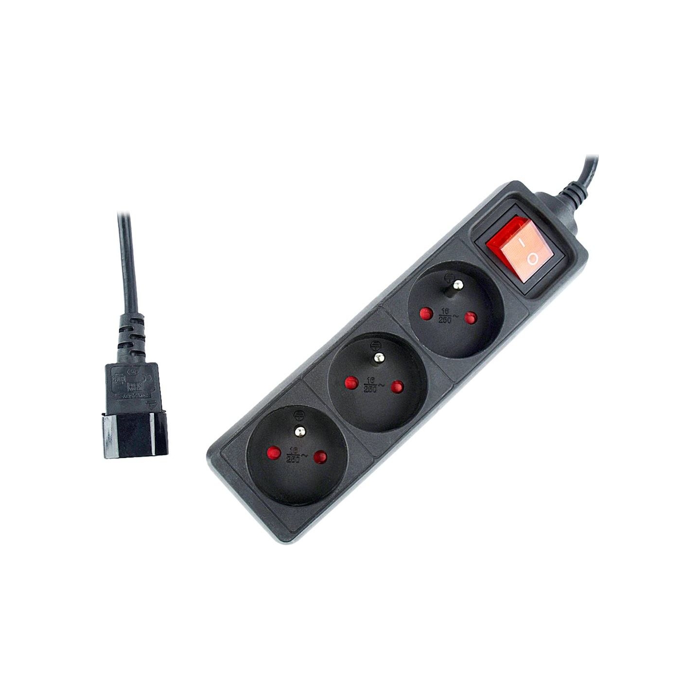 Energenie | Power strip, 3 FR sockets, 10 A, C14 plug | EG-PSU3F-01