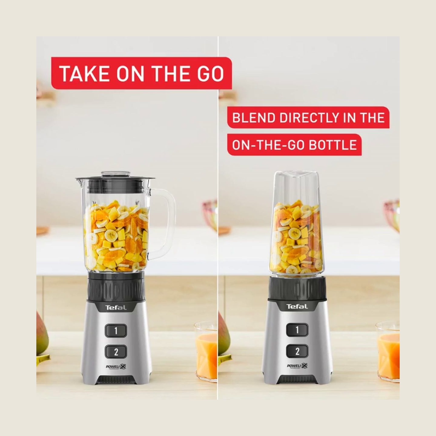 Tefal Blender | BL16GE30 MiniMix | Tabletop | 400 W | Jar material Glass | Jar capacity 0.7 L | Silver