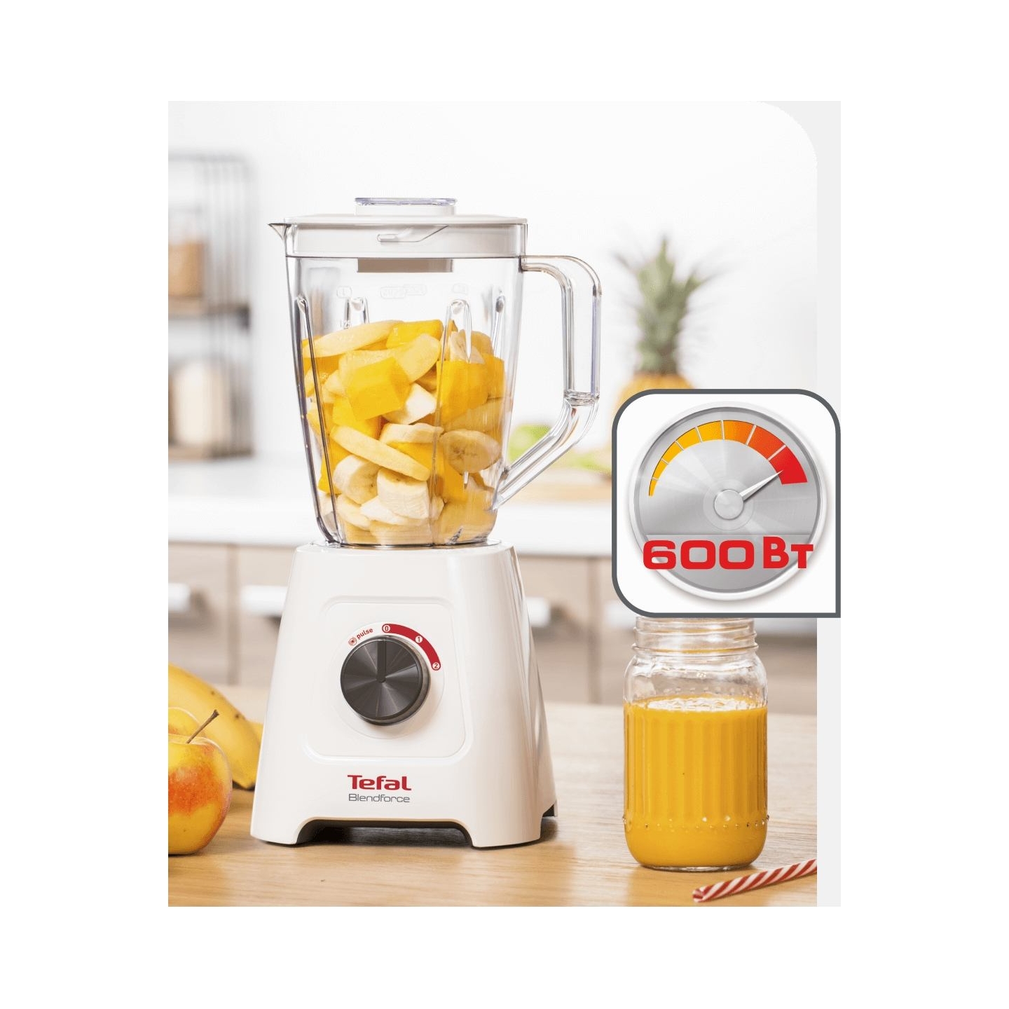 Tefal | Blender | Blendforce II | Tabletop | 600 W | Jar material Plastic | Jar capacity 2 L | Ice crushing | White