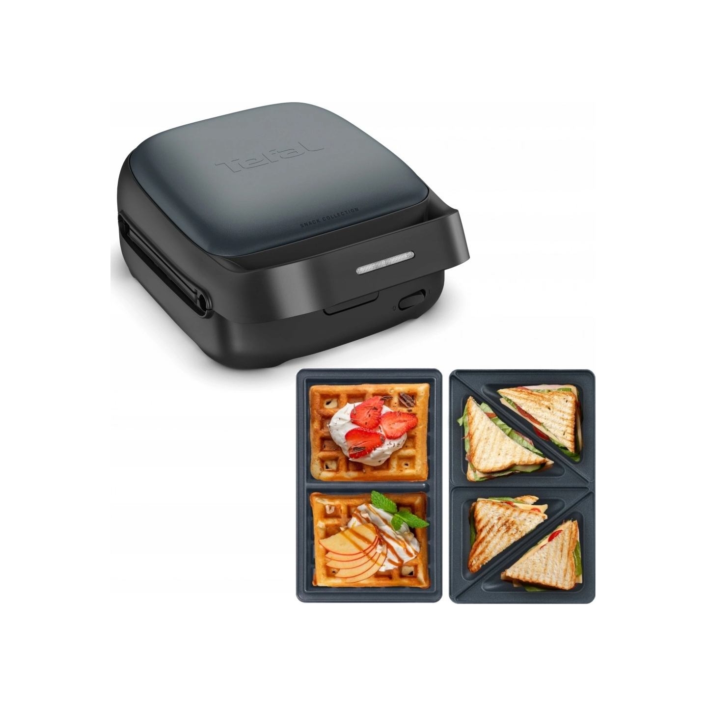 Tefal | Sandwich and Waffle Maker | Snack Colletion | 700 W | Number of plates 2 | Ceramic coating | Black