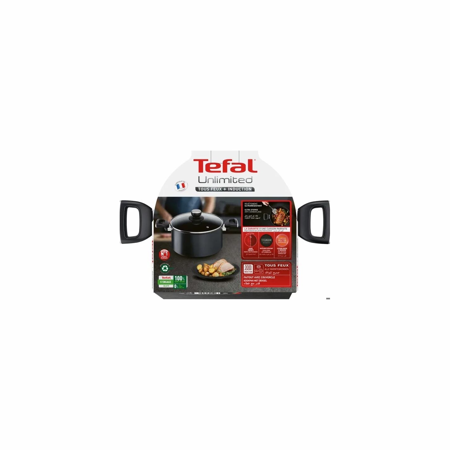 Tefal | Unlimited Stewpot | G2554672 | 5 L | Aluminum | Dishwasher proof | Lid included | Black