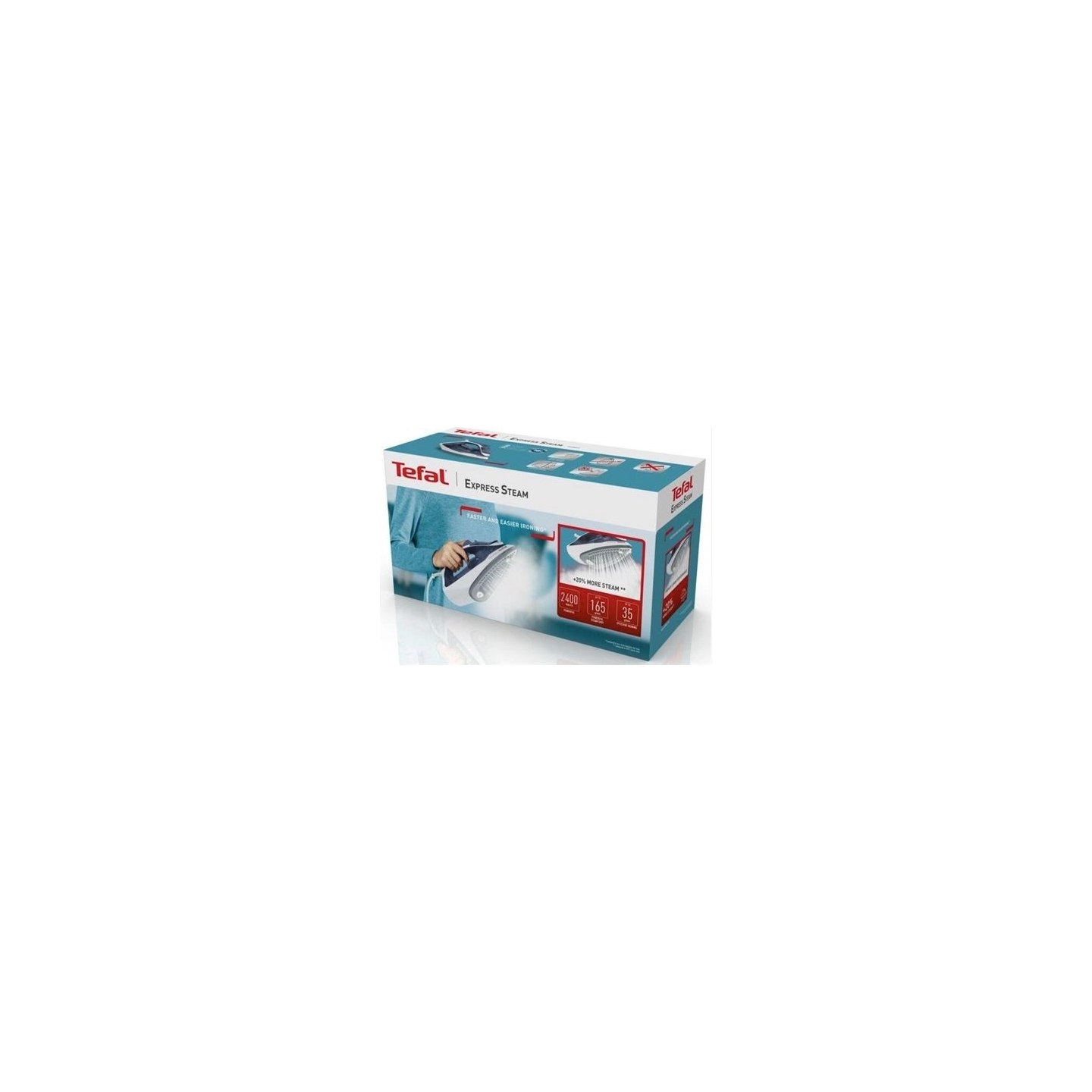 Tefal | FV2837E0 | Steam Iron | 2400 W | Water tank capacity 150 ml | Continuous steam 35 g/min | Blue/White