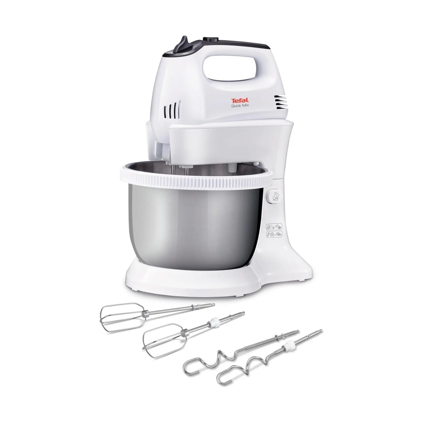 Tefal HT312138 Quickmix | Hand Mixer | 300 W | Number of speeds 5 | Turbo mode | White/Stainless steel