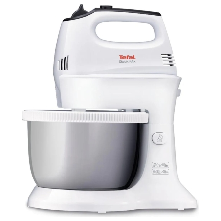 Tefal HT312138 Quickmix | Hand Mixer | 300 W | Number of speeds 5 | Turbo mode | White/Stainless steel