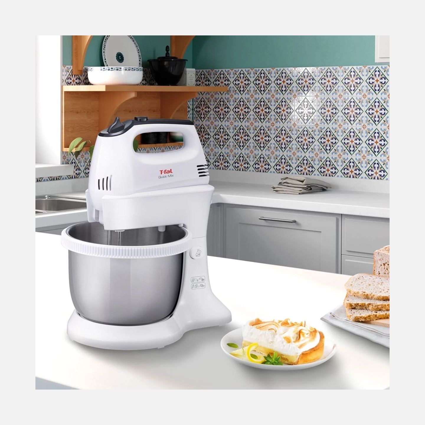 Tefal HT312138 Quickmix | Hand Mixer | 300 W | Number of speeds 5 | Turbo mode | White/Stainless steel