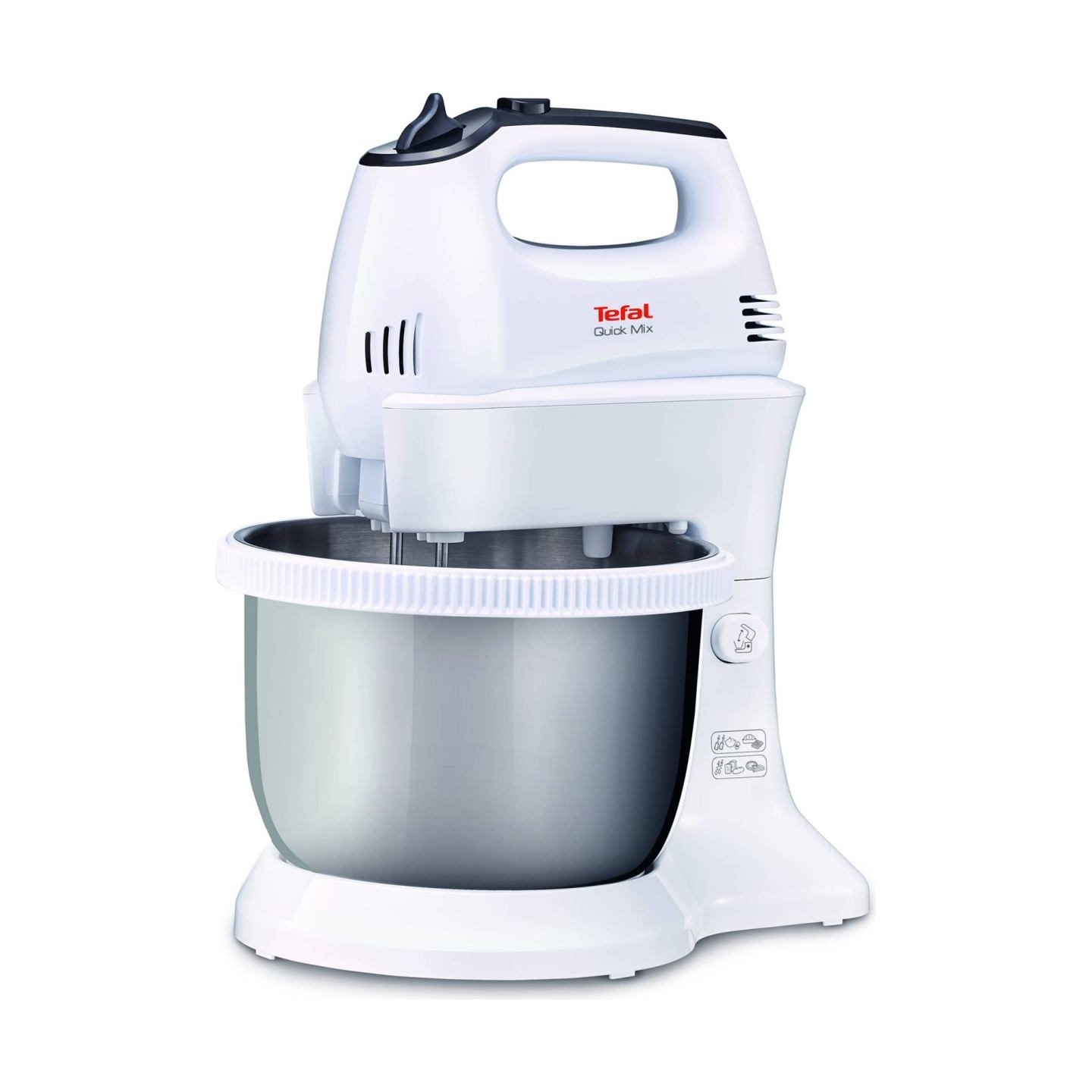 Tefal HT312138 Quickmix | Hand Mixer | 300 W | Number of speeds 5 | Turbo mode | White/Stainless steel