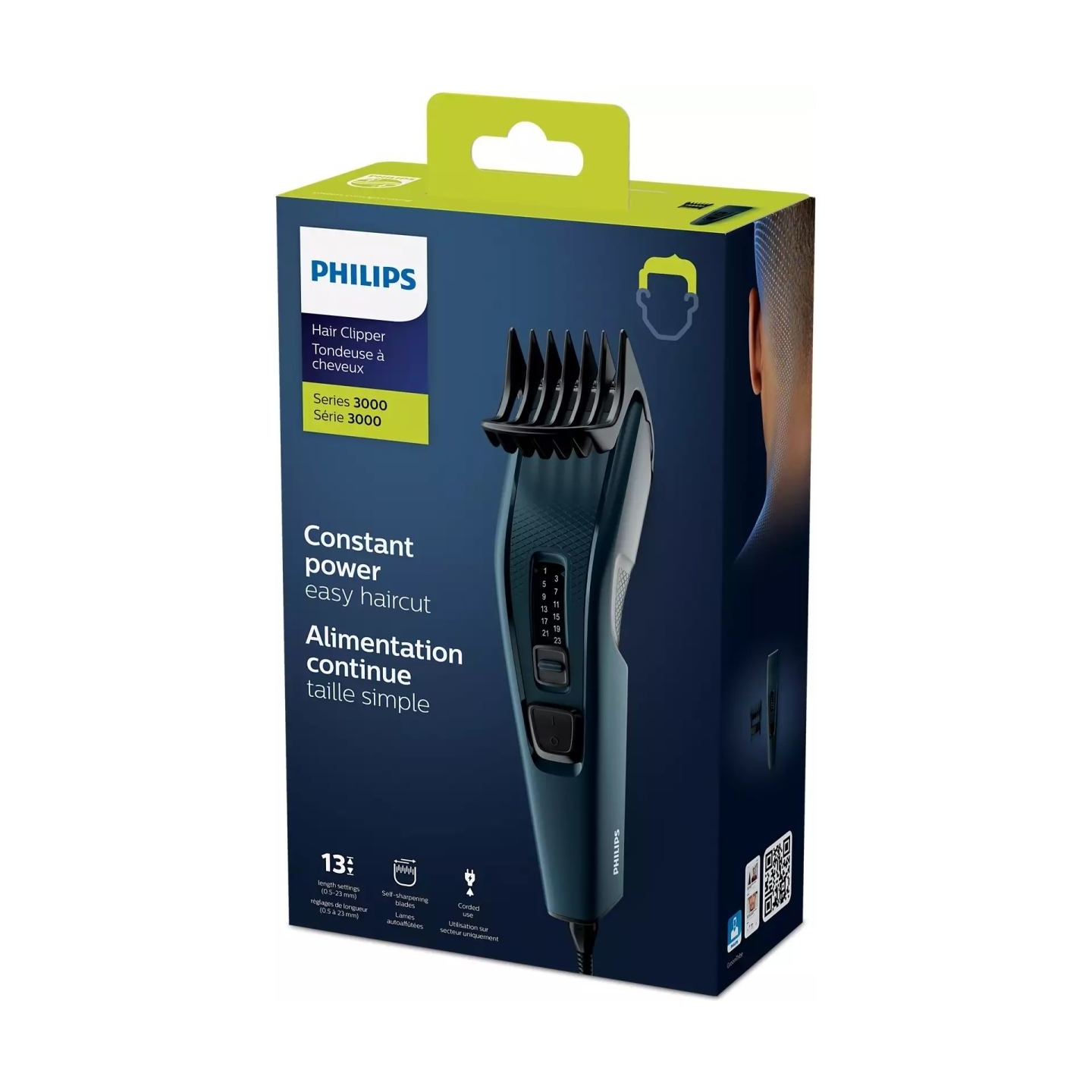 Philips 3000 series hair clipper HC3505/15 Stainless steel blades 13 length settings Corded / HC3505/15