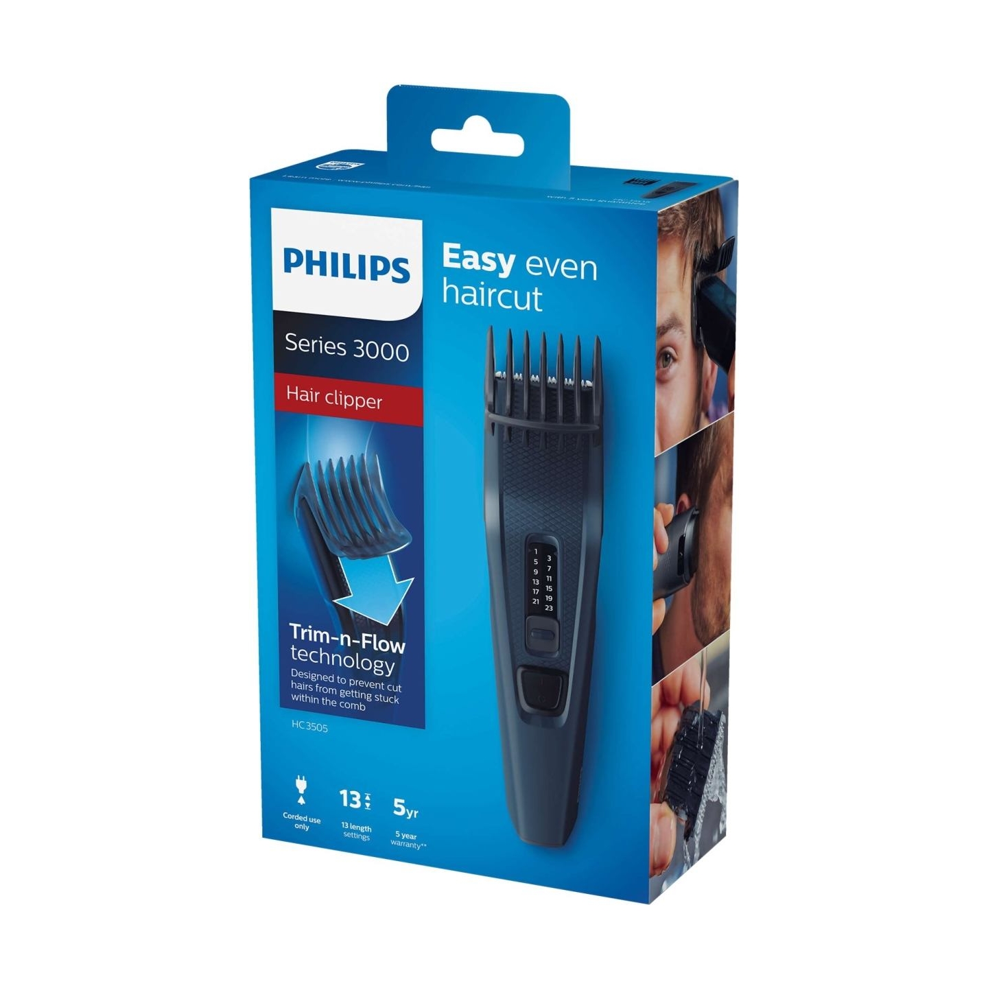 Philips 3000 series hair clipper HC3505/15 Stainless steel blades 13 length settings Corded / HC3505/15