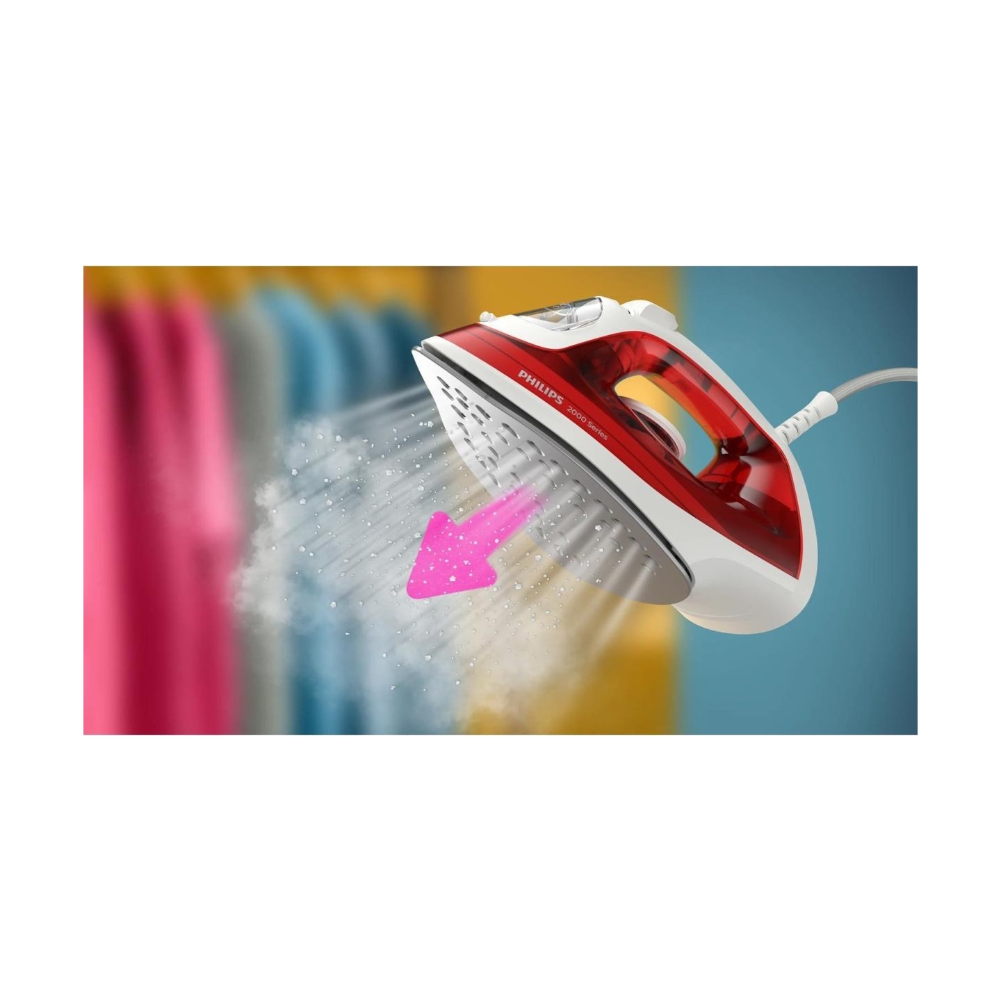 Philips 2000 Series Steam iron DST2010/40, 2000W, 25g/min continous steam, 100g steam boost, non-stick soleplate, 250ml water ta